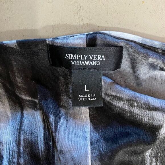 Simply Vera Dress Womens Large Black White Vera Wang Maxi Hi Low Hem Sleeveless - Picture 2 of 11